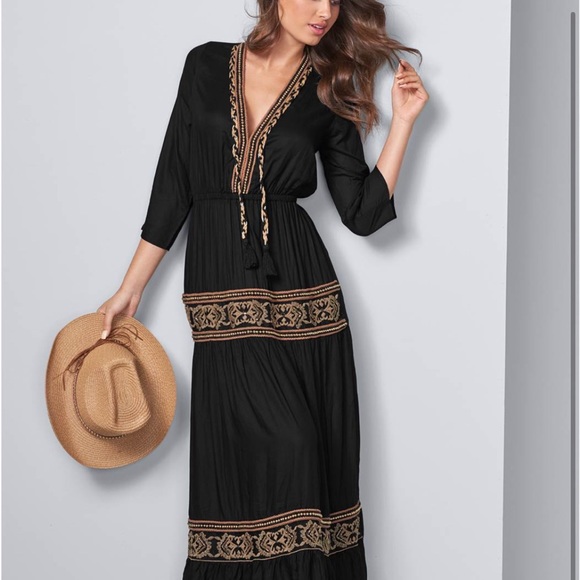 Beaded V-Neck Maxi Dress - Picture 3 of 5